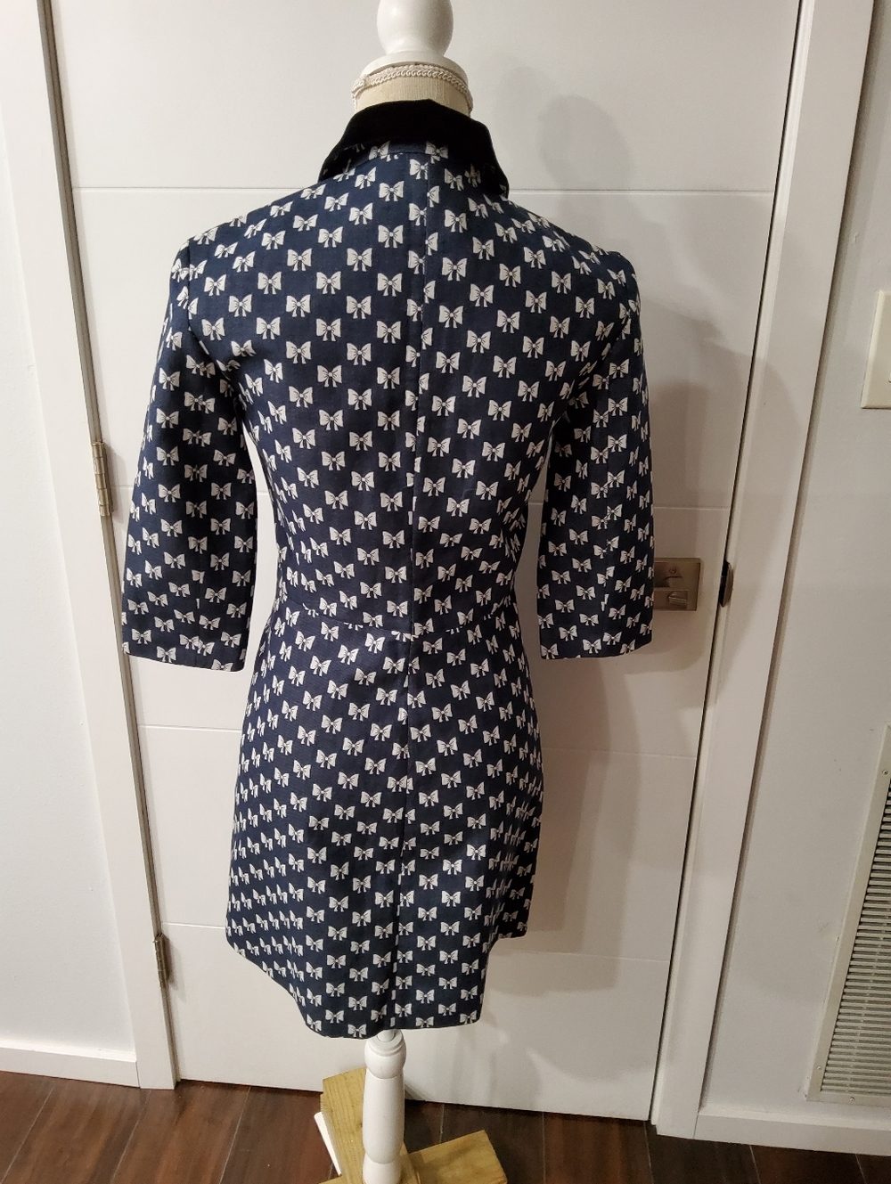 Maje Renatila Bow-Print Organic Cotton Mini Dress Size 36 - Picture 12 of 16
